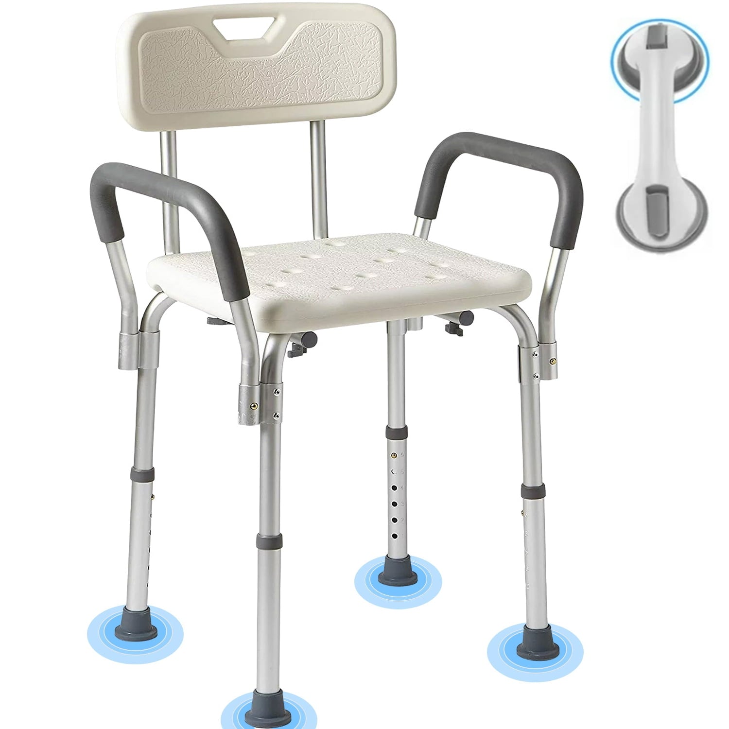 GAZILY Bath Shower Stool Adjustable Height Aluminium Shower Chair for Bathing Showers and Tubs Safety, White