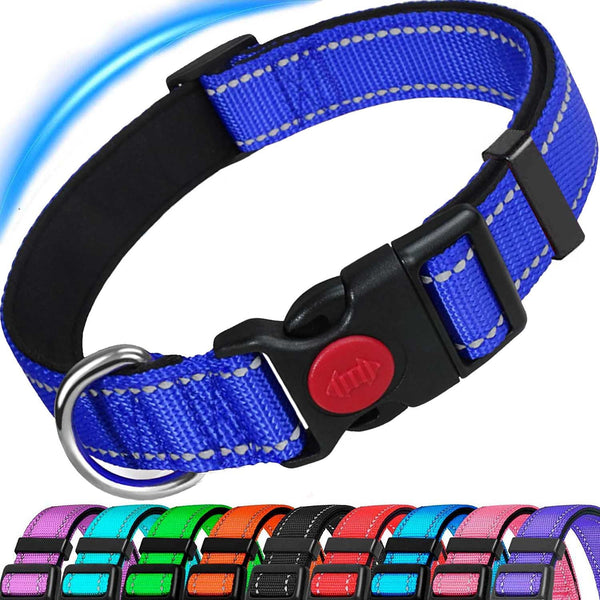 HKEEY Dog Collar, Reflective Nylon Dog Collar with Safety Buckle, Adjustable Pet Collars with Soft Neoprene Padding for Small Medium Dogs13-19.7