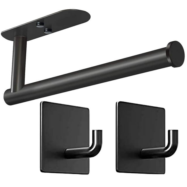 Paper Towel Holder with 2 Pack Adhesive Hooks, Under Cabinet Paper Towel Holder