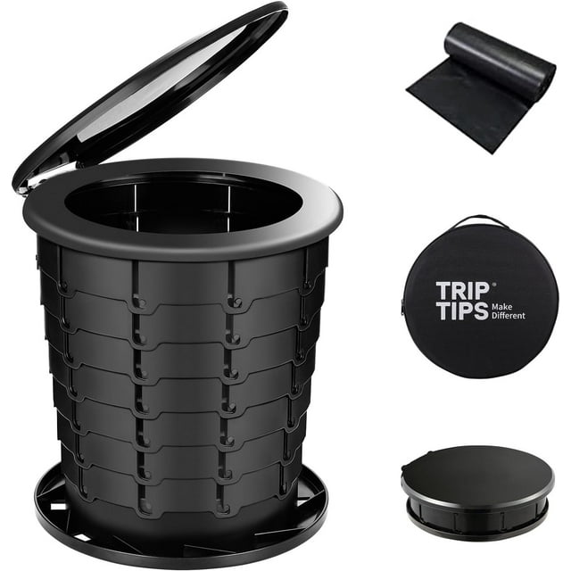 Portable Toilet for Camping, Portable Toilet for Adults, Portable Potty for Adults, Folding Waterproof Porta Potty for Camping, Car, Bucket, Travel, Outdoor, Hiking, Trips, Boat, Beach, Tent