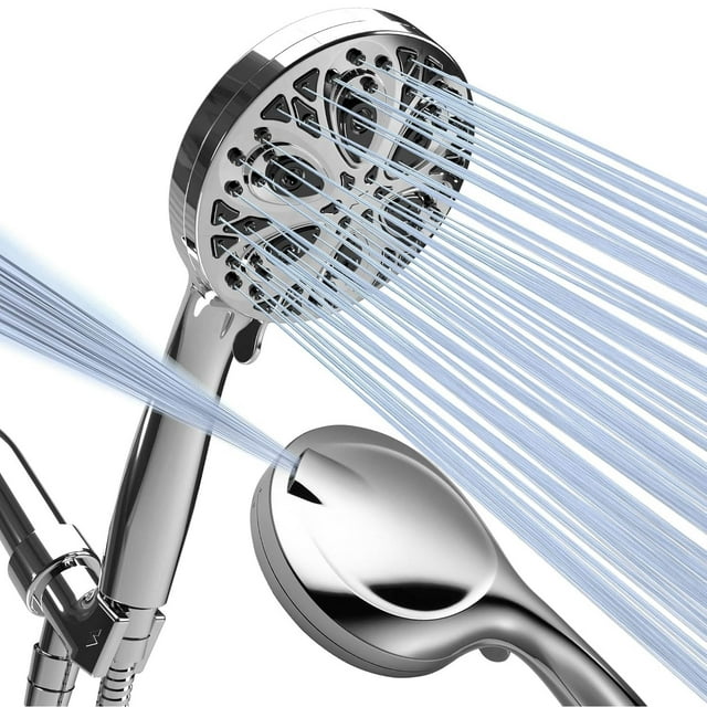 Shower Head,10 Spray Setting High Pressure - Handheld with Stainless Steel Hose & Bracket