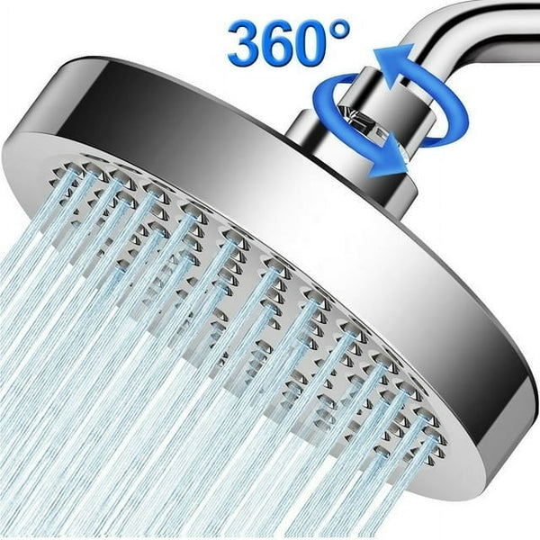 Shower Head, 6" High Pressure Rain Showerhead, Adjustable Chrome Rain Shower Heads