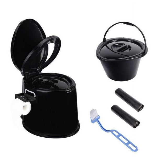 Tiktun Portable Camping Toilet with Detachable Inner Bucket and Removable Toilet Paper Holder