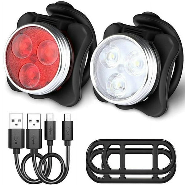 USB Rechargeable Bike Light Set,Super Bright Front Headlight and Rear LED Bicycle Light