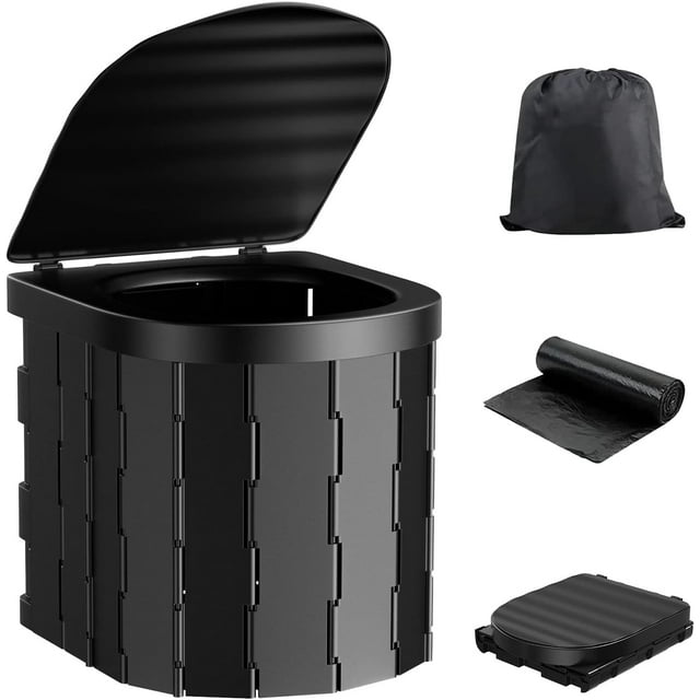 Upgrade Retractable Portable Toilet Travel Toilet Adjustable Height Camping Toilet Portable Potty for Adults Kids, Foldable Portable Toilet for Camping/Car
