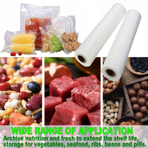 HKEEY Food Vacuum Sealer Bags, 2 Rolls(7.87"/10.24"X19.6')Vacuum Storage Bags for Food Storage Saver with BPA Free, Heavy Duty Food Rolls for Sealer, Vacuum Seal Bags Meal Prep or Sous Vide