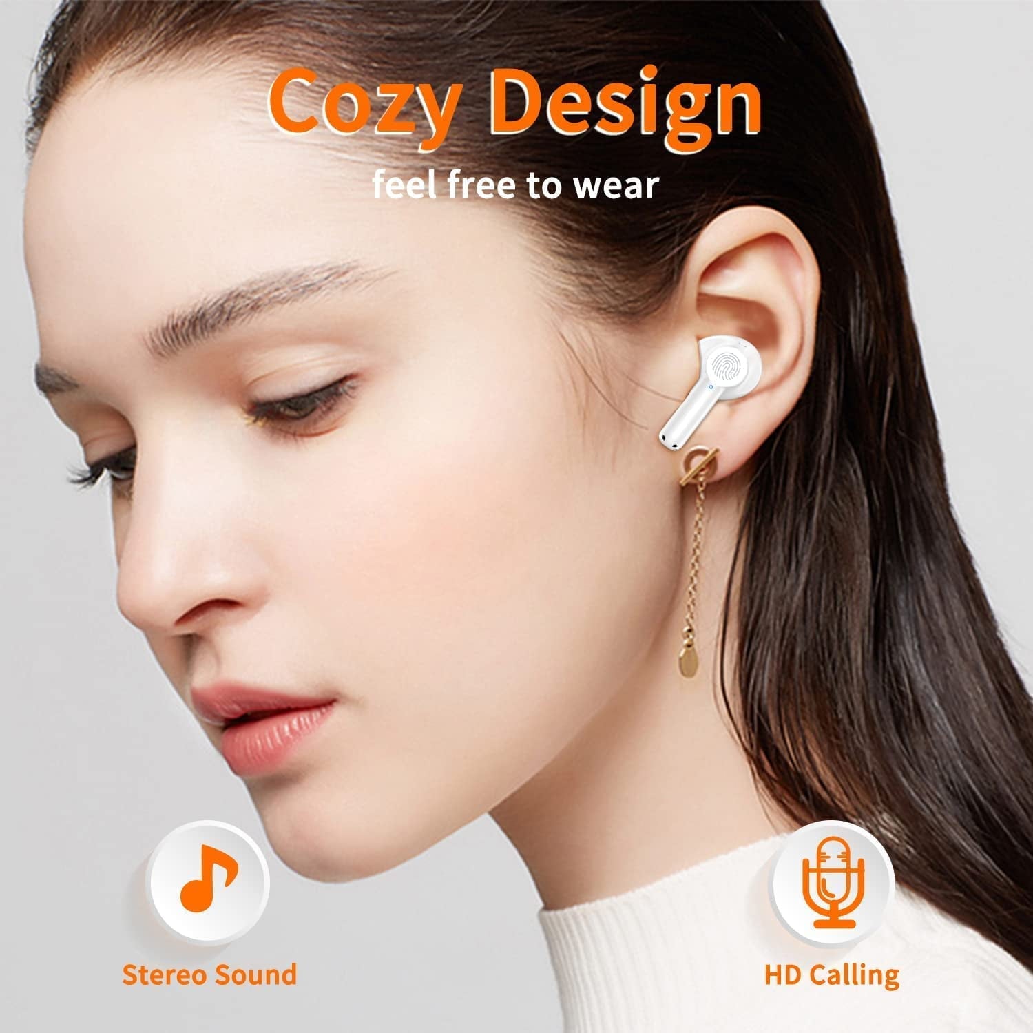 Bluetooth Earbuds In-Ear Earbud with Charging Case, White