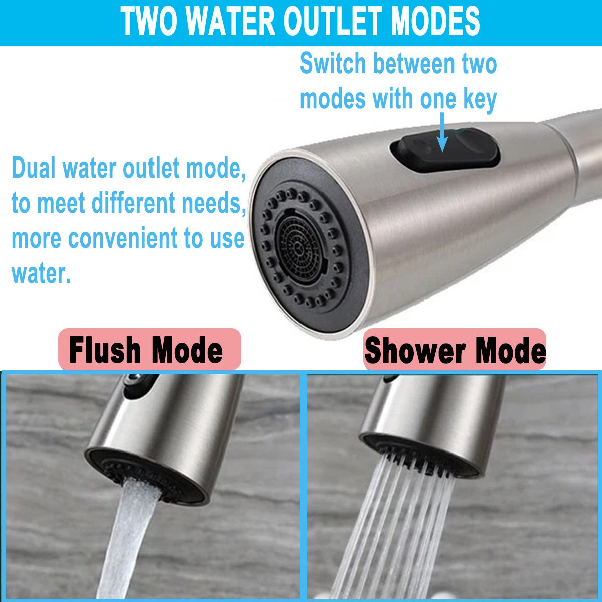Kitchen Faucet with Pull Down Sprayer,Single Handle High Arc Brushed Nickel Pull Out Kitchen 360° Faucet with 2 modes,Durable Stainless Steel Kitchen Sink Faucet,Commercial Modern Kitchen Faucet