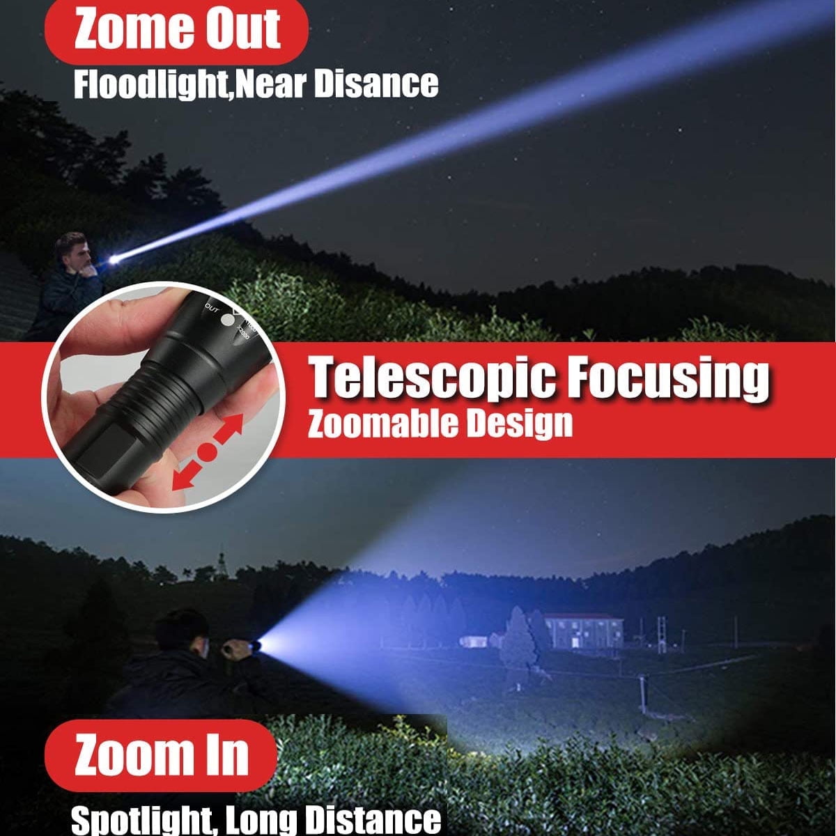 LED Flashlights, 2Pack Tactical Flashlight, 5 Modes
