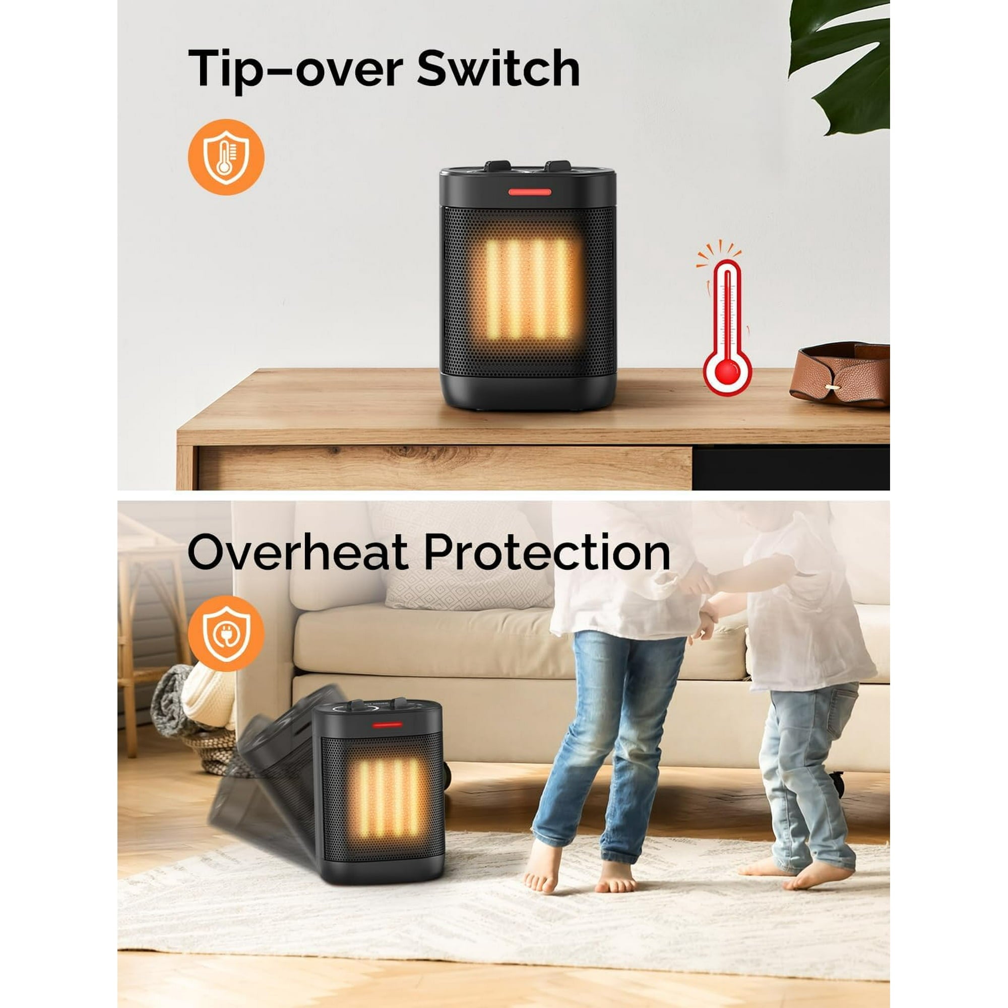 Portable Space Heater, 1500W Electric Heater PTC Ceramic Fast Safety Heat