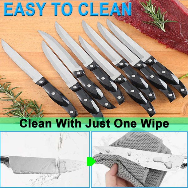 HKEEY Knife Sets, 19-Pieces German Stainless Steel Kitchen Knives Block Set with Built-in Sharpener, Lightweight and Strong, Dishwasher Safe, Silver
