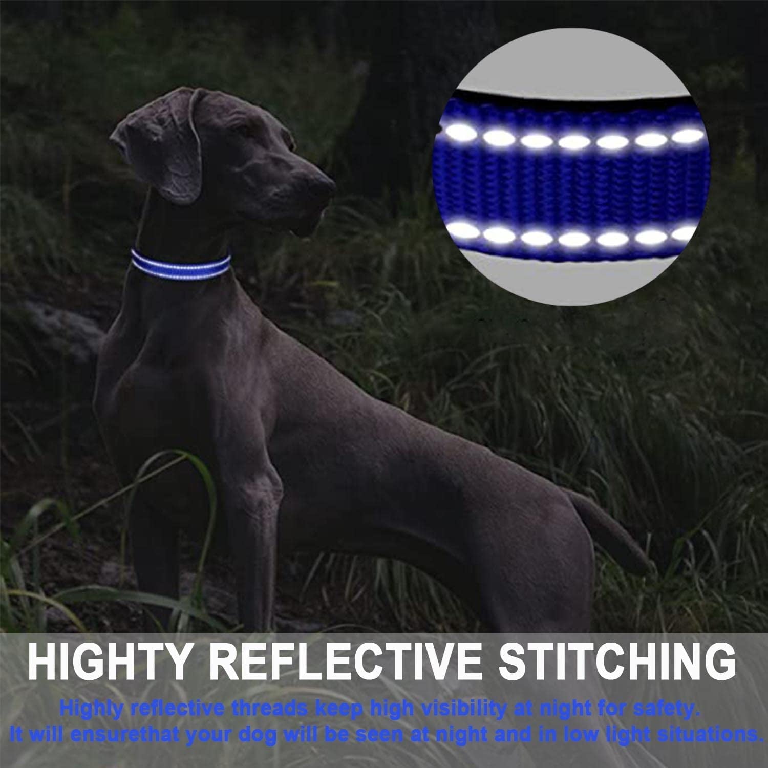 HKEEY Dog Collar, Reflective Adjustable Basic Dog and Cat Collar with Soft Neoprene Padding, Durable Nylon Pet Collars for Puppy Medium Large Dogs17.7-27.5