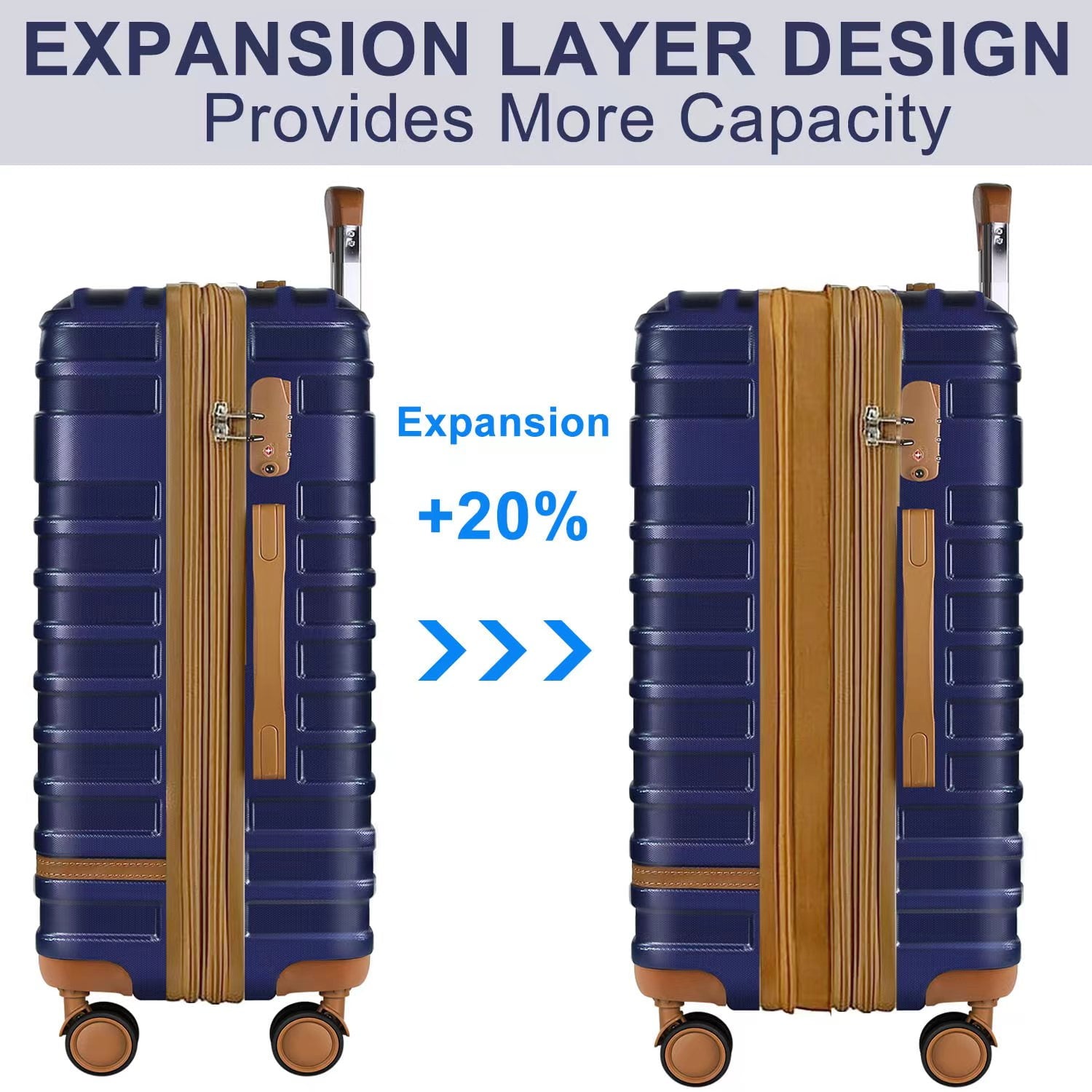 Expandable Suitcase Set Luggage Sets, 20 inch Carry On Luggage with TSA Lock and Double Spinner Wheels,(Ivory White,3 PCS set )