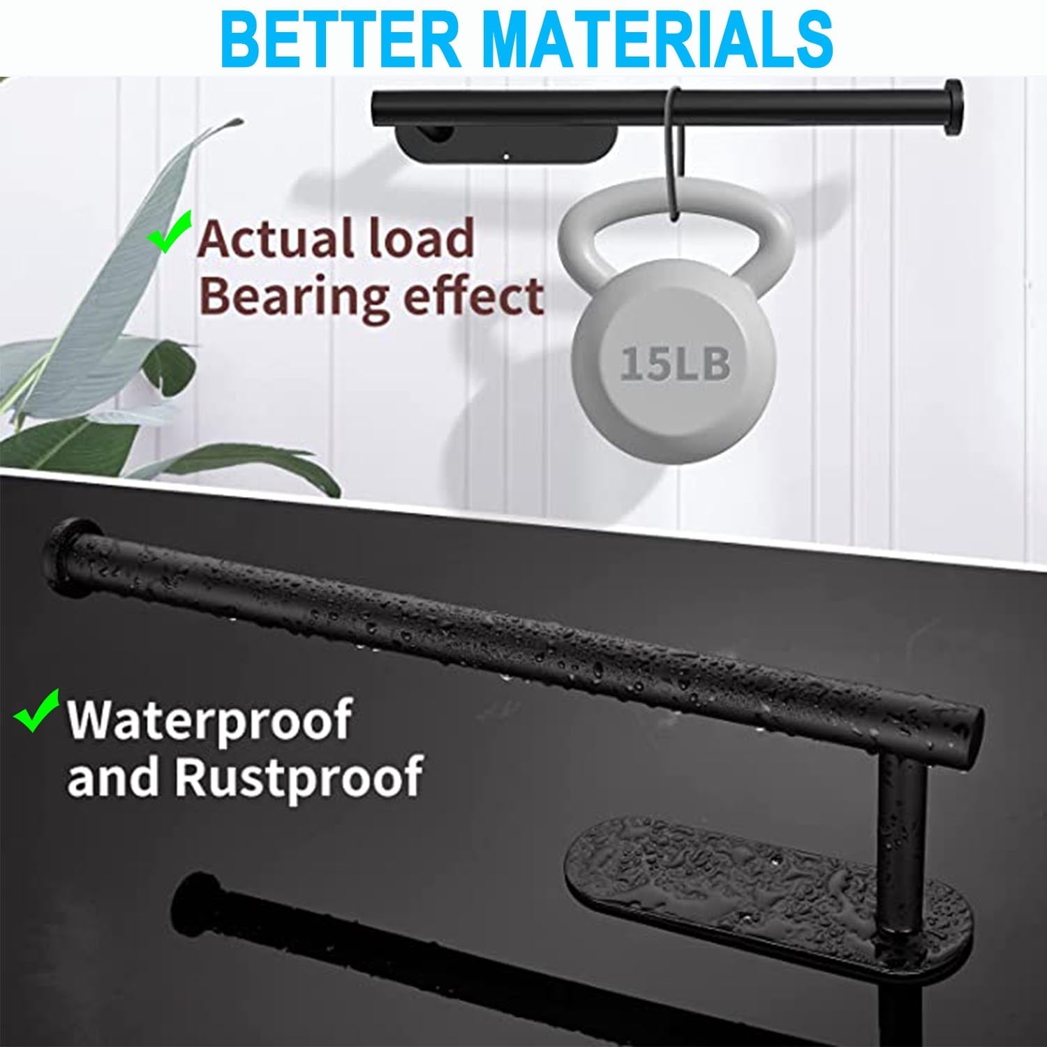 Paper Towel Holder with 2 Pack Adhesive Hooks, Under Cabinet Paper Towel Holder