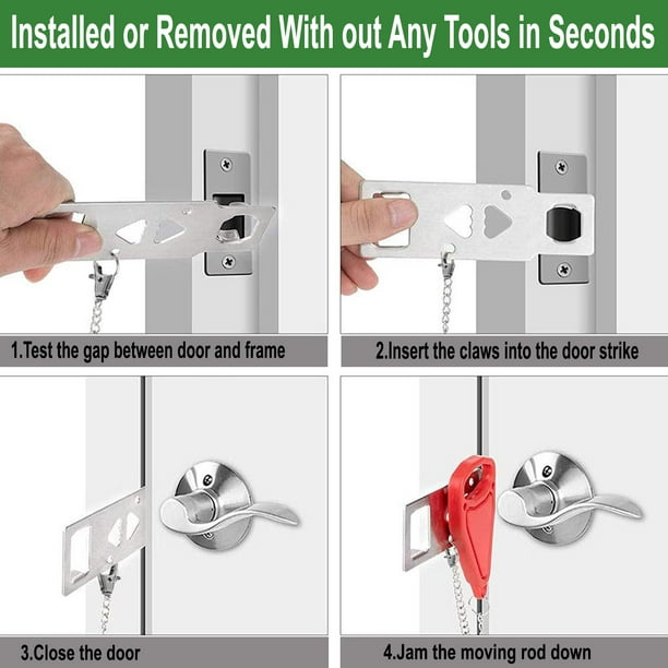 Portable Door Lock & Door Stop Alarm,Home Security Door Locker Devices & Door Stopper，Hotel Door Locks for Travels,Self Defense Security Door Devices Kit for Home Hotel Travel Apartment House