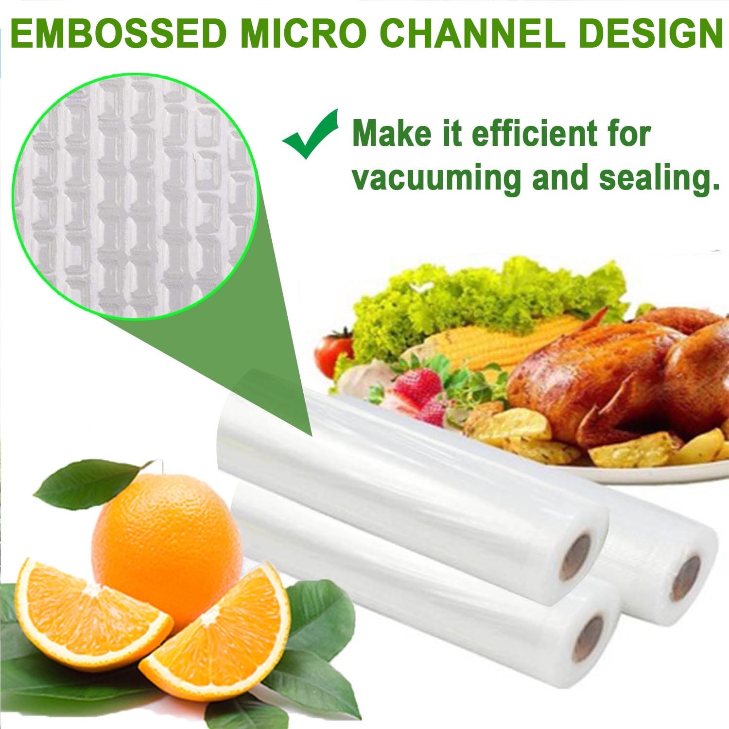 Vacuum Sealer Bags, 2 Rolls(11"x50')Vacuum Sealer Rolls for Food Storage Saver, Seal a Meal, Commercial Grade, BPA Free, Heavy Duty