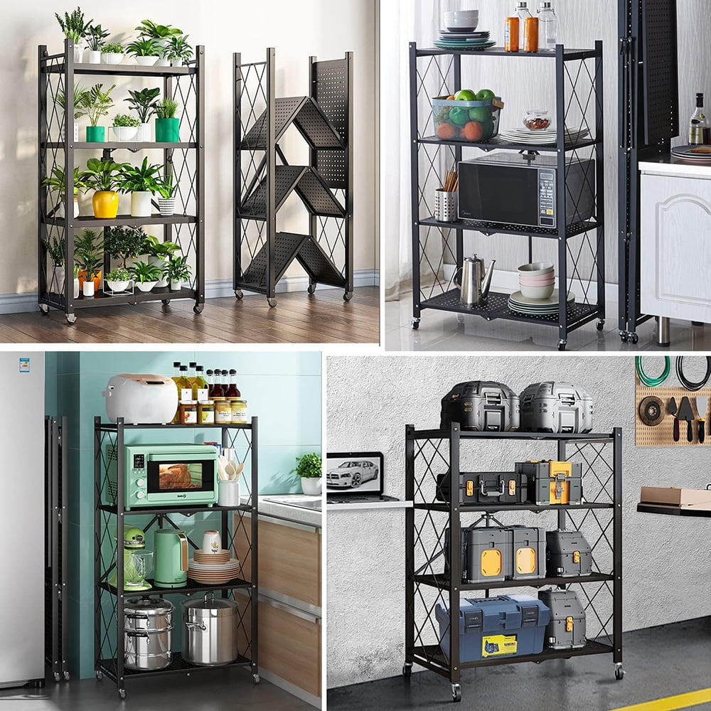 Camkey Foldable Heavy Duty Metal Storage Shelves, Black