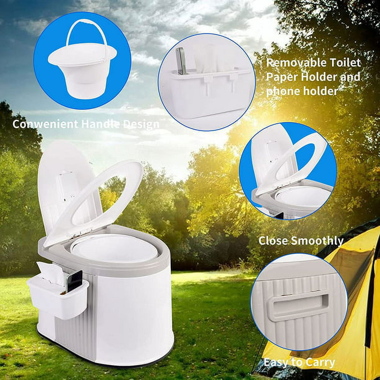 Portable Indoor & Outdoor Travel Toilet, 5.3 Gallon