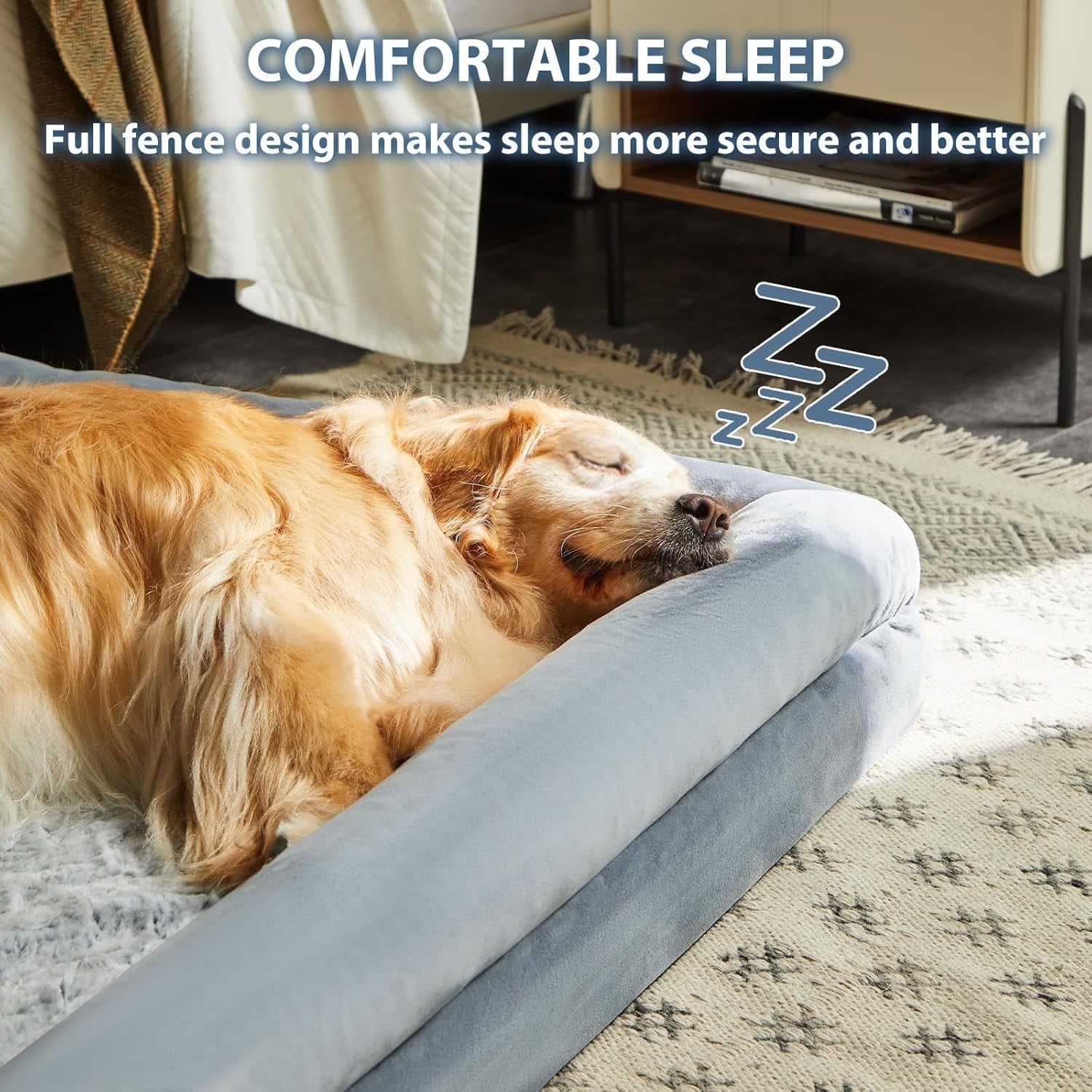 Dog Beds for Large Dogs, Extra Large Waterproof Dog Couch with Removable Washable Cover & Anti-Slip Bottom, XL Dog Crate Bed with Sides