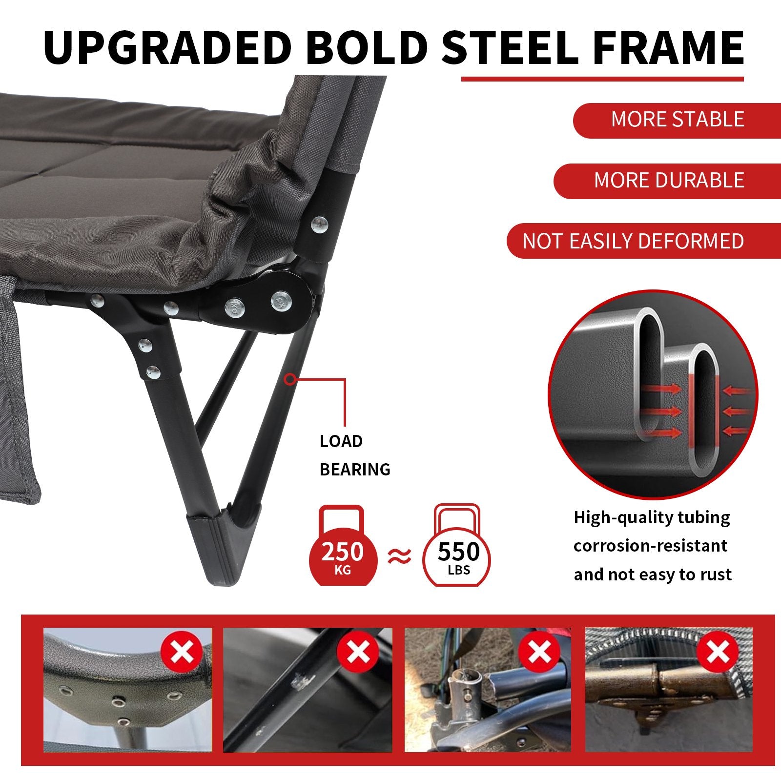 Folding Camping Cot Bed , 78.7"*26.8" Adjustable 5-Position Folding Chaise Lounge Chair, Portable Guest Bed & Outdoor Folding Sleeping Cots Bed for Home, Office, Camping, Indoor, Outdoor