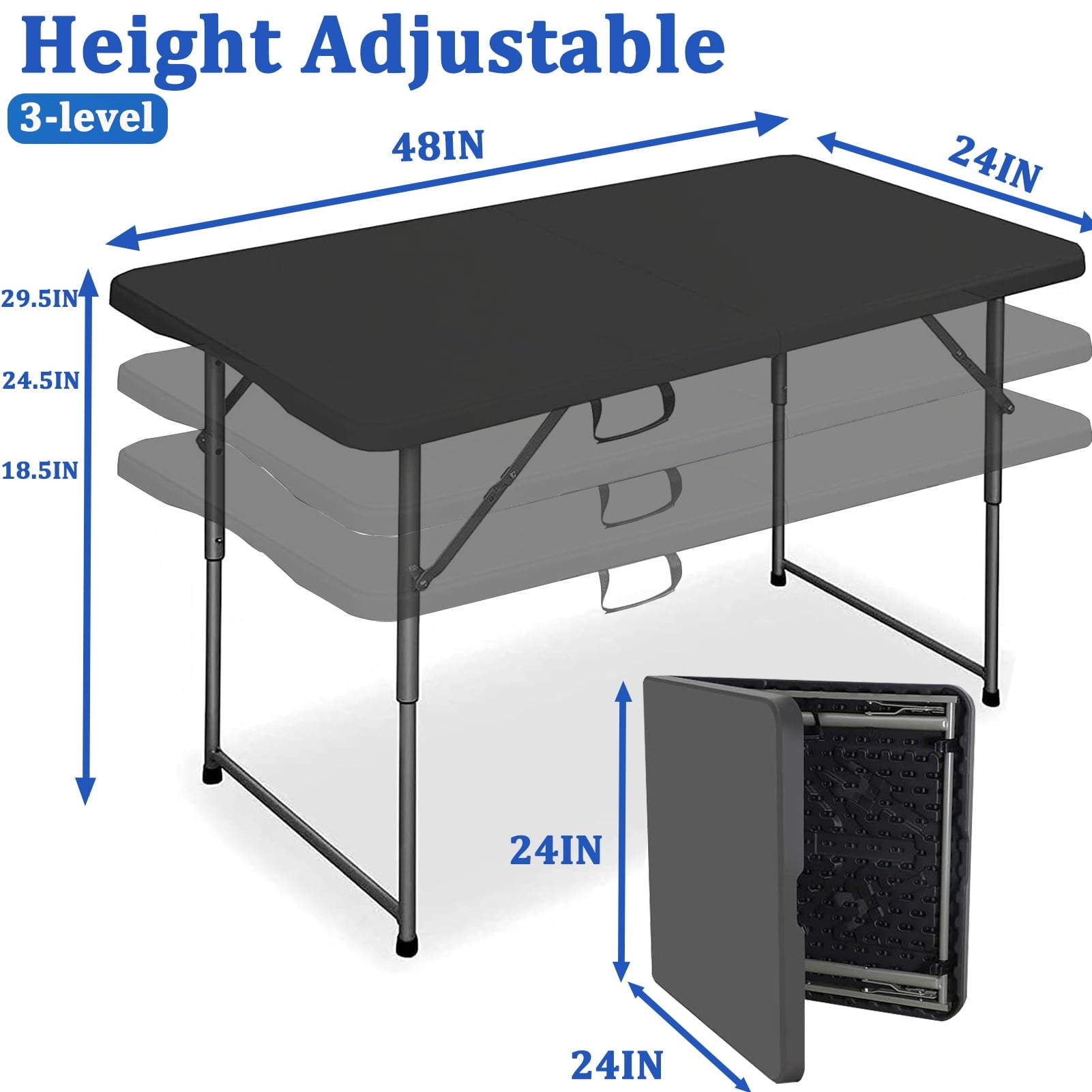Camkey 28-inch Folding Table, Black