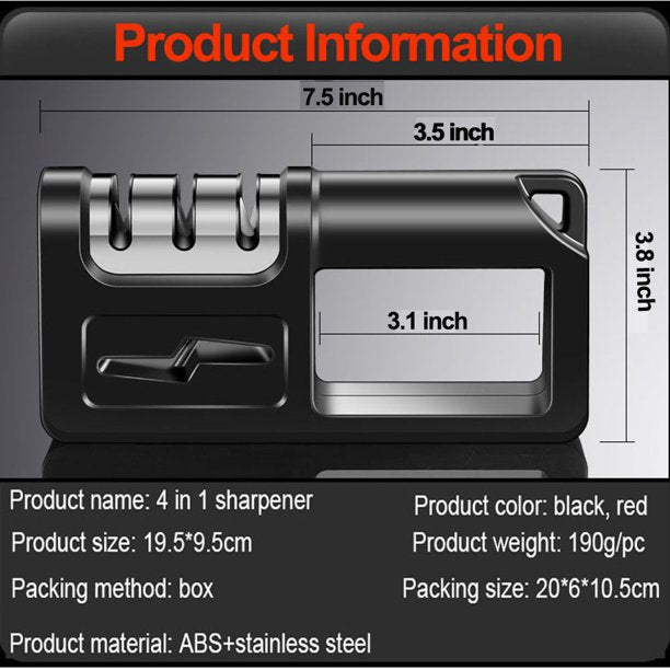 HKEEY Knife Sharpener, 4-in-1 Kitchen Knife and Scissor Sharpener , Kitchen Helper Sharpening Tool for Blunt Knives and Scissor Resharpening