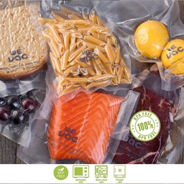 Hkeey Food Vacuum Sealer Bags, Vacuum Storage Bags for Food Storage Saver, Heavy Duty Food Rolls for Sealer, BPA Free, Vaccuum Seal Bags Meal Prep or