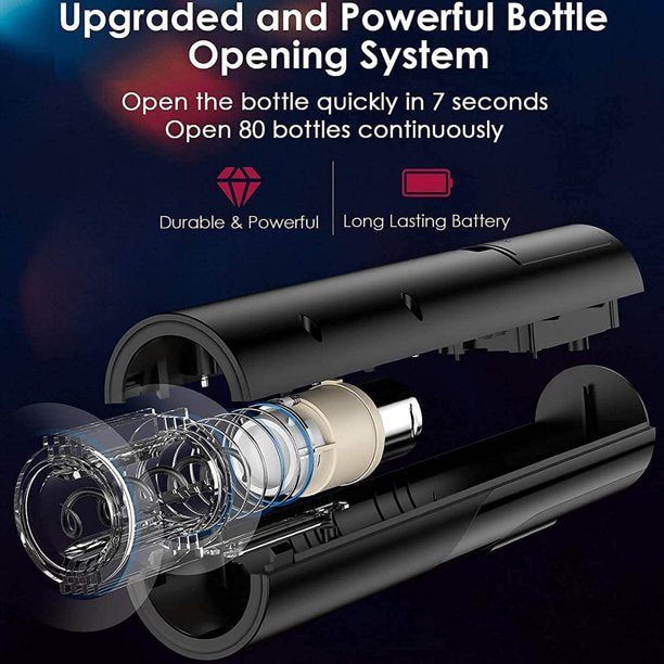 HKEEY Electric Wine Opener，Electric Automatic Bottle Corkscrew with Foil Cutter Base，Battery Operated Cordless Wine Opener