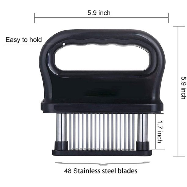 Meat Tenderizer Tool with 48 Stainless Steel Ultra Sharp Needle Blades, Detachable Kitchen Cooking Tool Best For Tenderizing, BBQ, Marinade