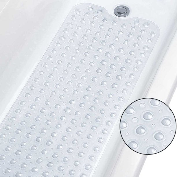 HKEEY Bath Tub Shower Mat,40" x 16" Extra Long Anti Slip Shower Mat with Drain Holes&200 Large Suction Cups to Keep Floor Clean,Soft on Feet Bath Tub Mat