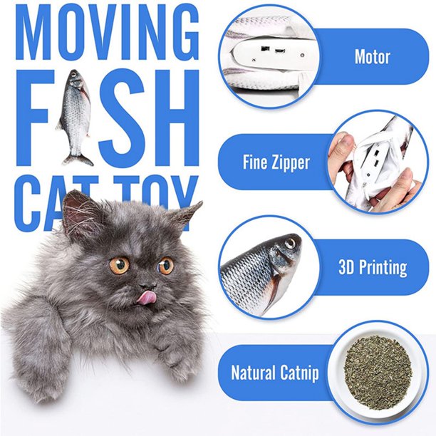HKEEY Floppy Fish Cat Toy,Upgraded for Cat Toys for Indoor Cats,Interactive Cat Toys for Cat Exercise,Wiggle Fish Catnip Toys