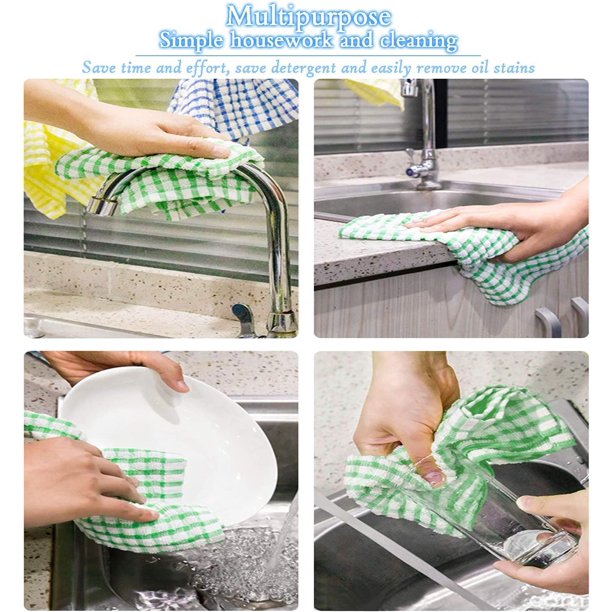 Musment Kitchen Dish Towels, 16 Inch x 25 Inch Bulk Cotton Kitchen Towels and Dishcloths Set, 12 Pack Dish Cloths for Washing Dishes Dish Rags for Drying Dishes Kitchen Wash Clothes and Dish Towels