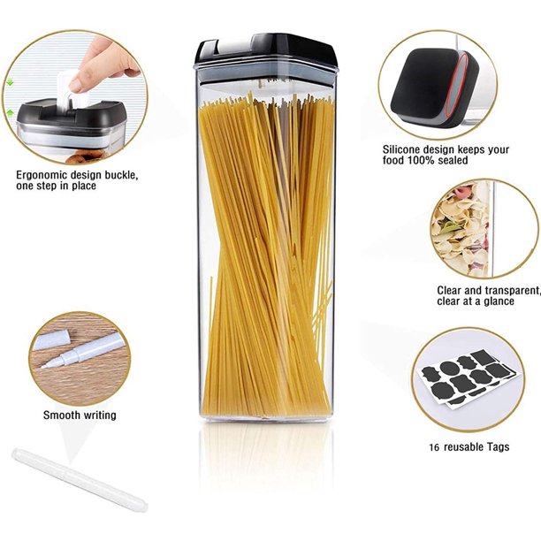Musment Food Storage Containers, Pantry Organization and Storage ,kitchen Organization - Ideal for Cereal, Spaghetti, Noodles, Pasta & Flour - Plastic Canisters with Lids