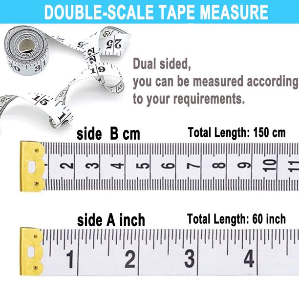 HKEEY Tape Measure, 4Pack Soft Tape Measure,60"/150cm Double-Scale Soft Tape Measuring Body Weight Loss Medical Body Measurement Sewing Tailor Cloth Ruler Dressmaker Flexible Ruler Tape Measure