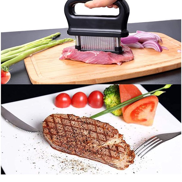Meat Tenderizer Tool with 48 Stainless Steel Ultra Sharp Needle Blades, Detachable Kitchen Cooking Tool Best For Tenderizing, BBQ, Marinade