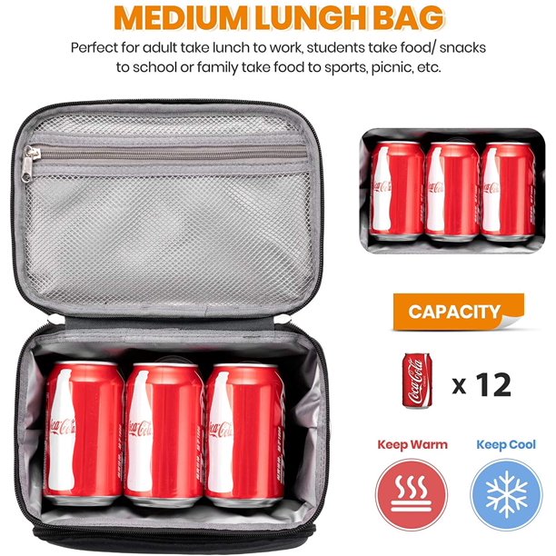 HKEEY Insulated Dual Compartment Lunch Bag for Men, Women Double Deck Reusable Lunch Box Cooler with Shoulder Strap, Leakproof Thermal