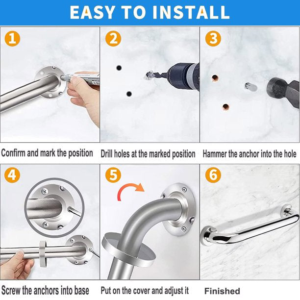 HKEEY Shower Grab Bar, 2 Pack Thickened Stainless Steel Bathroom Grab Bar, Shower and Bath Safety Handle, Shower Grab Bars Senior for Bathroom(12 Inch)