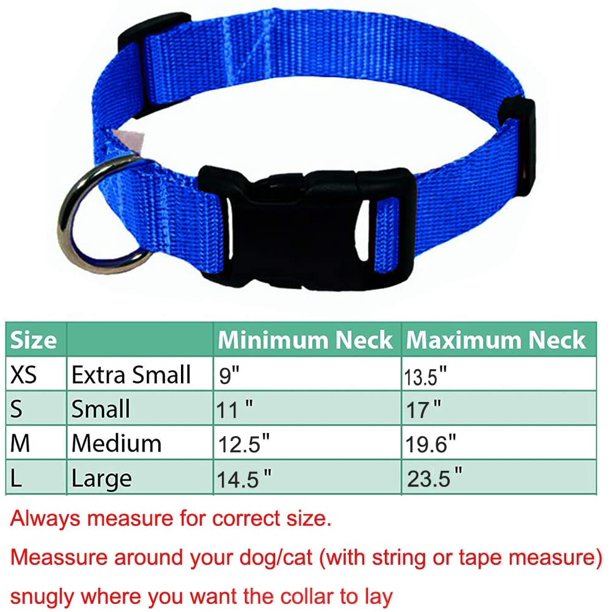 HKEEY Adjustable Nylon Dog Collar Classic Solid Colors for Medium Sized Dogs Neck 12.5-19.6 inch