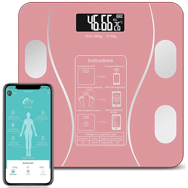 Scale for Body Weight,Smart Digital Bathroom Body Fat Scale,Bluetooth,Smartphone  App Sync,Wireless Accurate Body Health Composition Monitor 