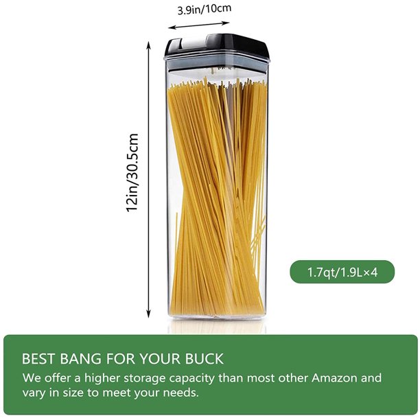 Musment Food Storage Containers, Pantry Organization and Storage ,kitchen Organization - Ideal for Cereal, Spaghetti, Noodles, Pasta & Flour - Plastic Canisters with Lids