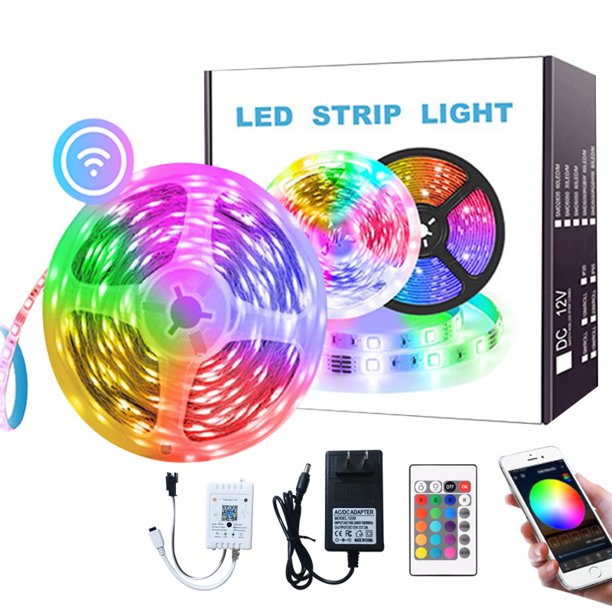 HKEEY LED Light Strip,32.8ft 5050 RGB LED Lights Strip with 44Key Remote Control,Color Changing Waterproof LED Rope Lights,20 Colors and DIY Mode Color Changing LED Tape Lights,LED Strip Lights for Bedroom
