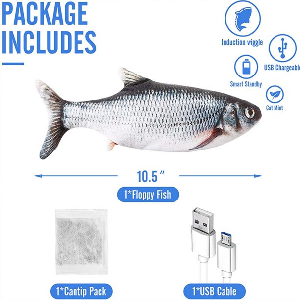 HKEEY Floppy Fish Cat Toy,Upgraded for Cat Toys for Indoor Cats,Interactive Cat Toys for Cat Exercise,Wiggle Fish Catnip Toys