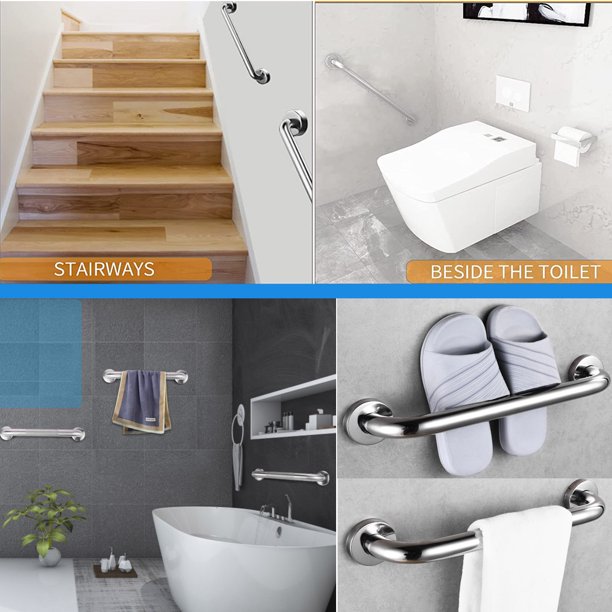 HKEEY Shower Grab Bar, 2 Pack Thickened Stainless Steel Bathroom Grab Bar, Shower and Bath Safety Handle, Shower Grab Bars Senior for Bathroom(12 Inch)
