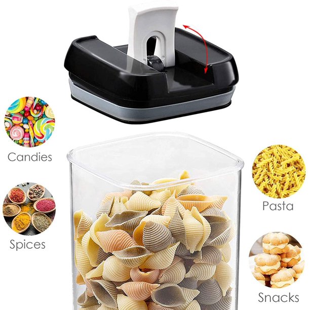 Musment Food Storage Containers, Pantry Organization and Storage ,kitchen Organization - Ideal for Cereal, Spaghetti, Noodles, Pasta & Flour - Plastic Canisters with Lids