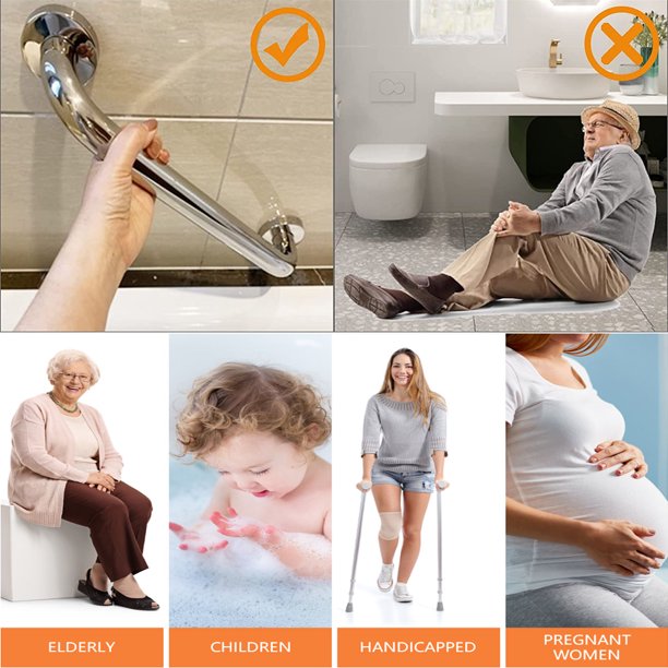 HKEEY Shower Grab Bar, 2 Pack Thickened Stainless Steel Bathroom Grab Bar, Shower and Bath Safety Handle, Shower Grab Bars Senior for Bathroom(12 Inch)