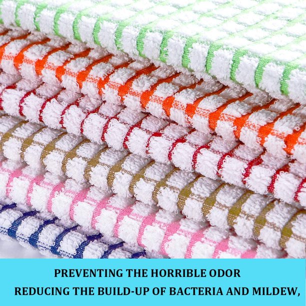 Musment Kitchen Dish Towels, 16 Inch x 25 Inch Bulk Cotton Kitchen Towels and Dishcloths Set, 12 Pack Dish Cloths for Washing Dishes Dish Rags for Drying Dishes Kitchen Wash Clothes and Dish Towels