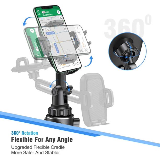 Musment Car Phone Holder Mount, Phone Mount for Car Universal 360 Adjustable Phone Holder , Car Cup Holder for All Smartphones