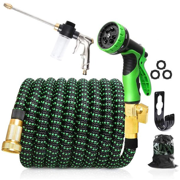 HKEEY 50ft Garden Hose Expandable: Expandable Water Hose with Durable 3-Layers Latex and 10 Function Nozzle, Durable Water Hose with Solid Fittings