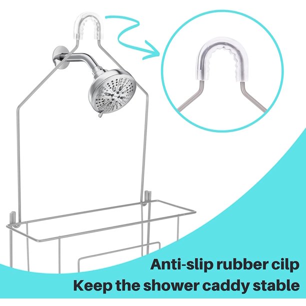 HKEEY Shower Caddy over Shower Head, Hanging Shower Organizer Rack, Bathroom Caddy for Shower, Rustproof Holder Shelf, Silver