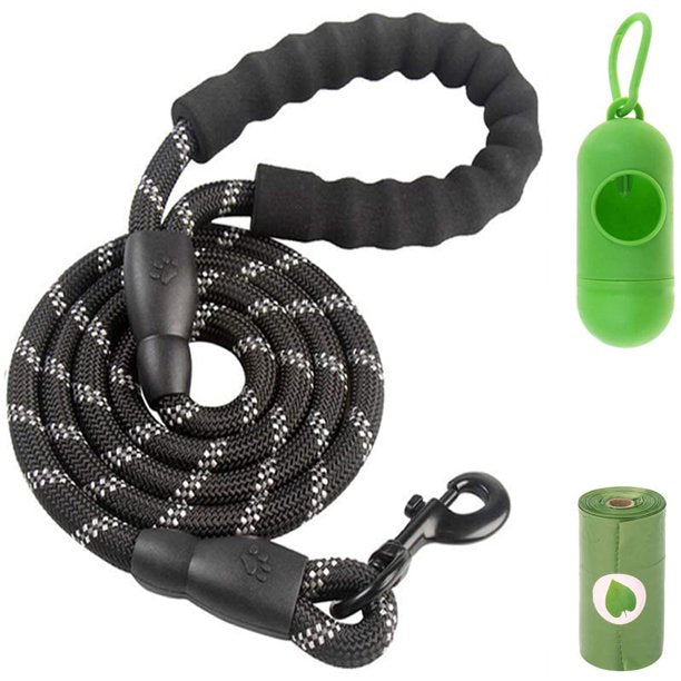 Musment Dog Leash, Dog Poop Bag and 5 FT Strong Dog Leash with Comfortable Padded Handle and Highly Reflective Threads for Small Medium and Large Dogs